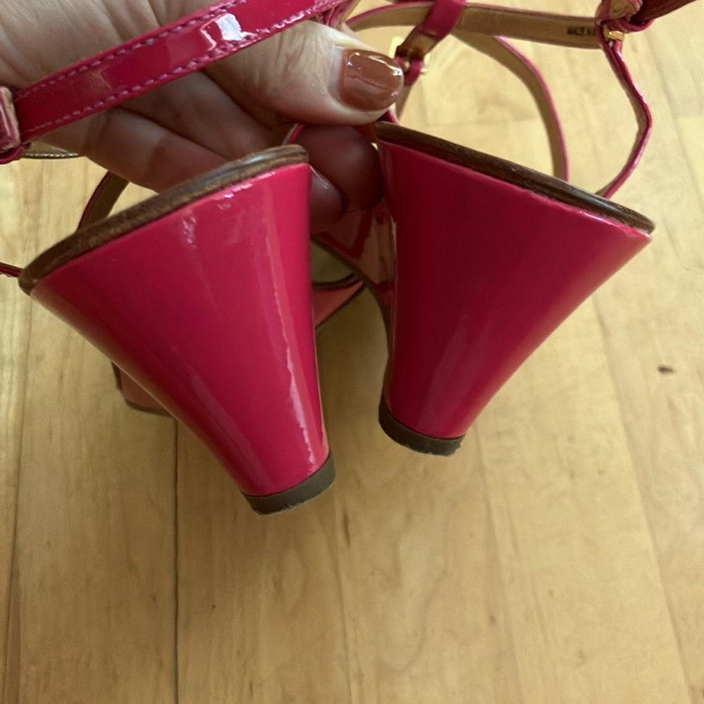 EUC Kate Spade pink patent leather wedge sandals 10 - Picture 7 of 8